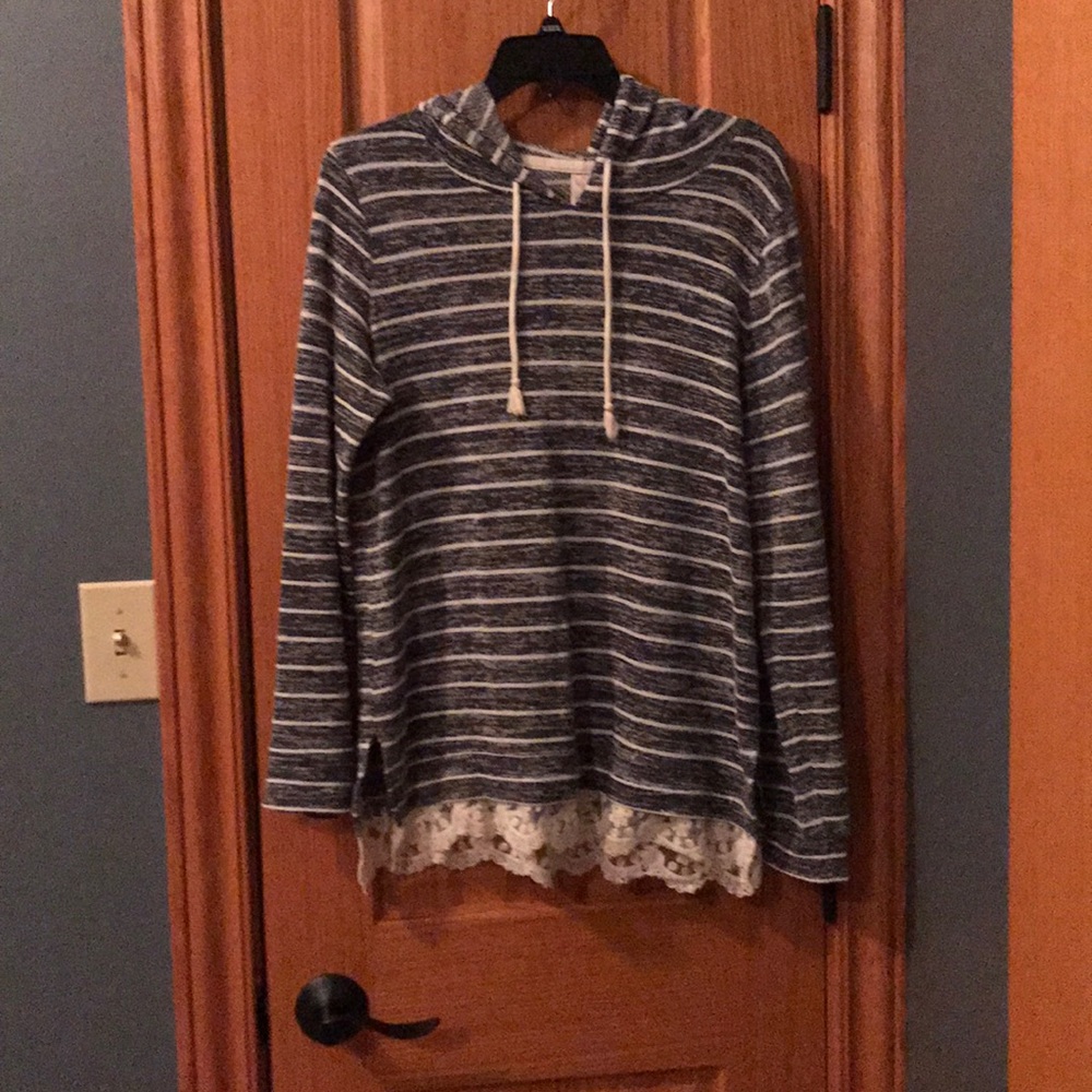 Blue and white stripe hoodie No Boundaries L